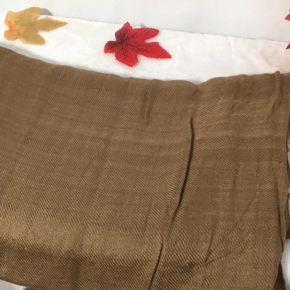 Woman’s beautiful light brown dark tan shawl scarf 100% viscose. Made in India